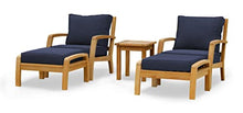 Douglas Nance Somerset Solid Teak Patio Deep Seating Club Chair w/Ottoman.2 (Navy)