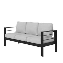 Durable All-Weather Aluminum Outdoor Coffee Table for Patio, Deck, or Balcony – Modern Sleek Design with Rust-Resistant Finish (Black+ Gray + Olefin-2)