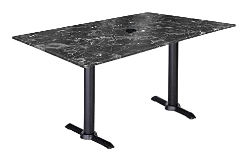 Holland Bar Stool Co. Two 36" Tall OD211EB Indoor/Outdoor All-Season Table Bases with a 30" x 48" Black Marble EuroSlim Top with Umbrella Hole