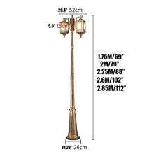 iumLeap 175Cm Outdoor Garden Lamp Post Light Bollard Path Lamp Pillar Lamp Mains Powered Street Light Glass Lantern Pillar Post Light Ip65 Waterproof Pole Light Lighting Fixt(225cm)