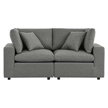 Modway Commix Overstuffed Outdoor Patio Loveseat in Charcoal