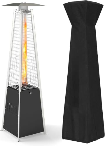 48,000 BTU Propane Patio Heater with Wheels and Cover(Black)