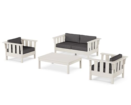 Martha Stewart by POLYWOOD® Acadia 4-Piece Deep Seating Set with Loveseat in Sand/Ash Charcoal