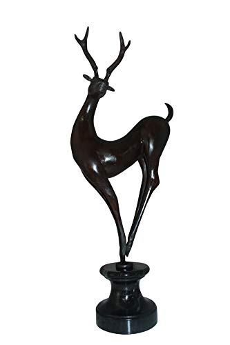 NIFAO Deer Standing Medium Bronze Statue, 12" L x 7" W x 30" H