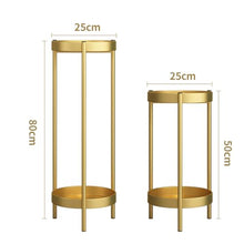 CWAUTO Combination: Two Pieces Metal Plant Rack Organizer Flower Pot Holder Shelves Planter Display Storage Shelf for Home Garden Patio Bathroom Office Living Room Balcony Corner, Gold