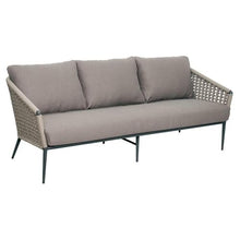 Afuera Living Modern Aluminum Outdoor 3-Seat Sofa, Dark Gray Frame, Cardamom Taupe Rope Weave, Foam Cushions with Zipper Covers, 78 in Wide, Weather-Resistant Patio Furniture for Relaxed Seating