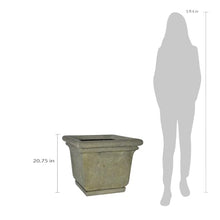 24 in. Cast Stone Square Planter with Attached Saucer-Aghed Granite