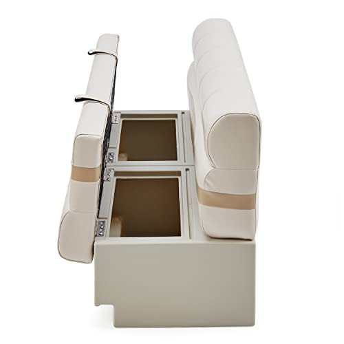 DeckMate 55'' Premium Pontoon Boat Seat Bench Ivory, Tan & Beige
