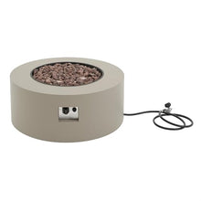 32 Inch Propane Fire Pit Table 40000 BTU Round Iron Gas Fire Pit Outdoor Patio Fire Table with Lava Rocks Smokeless Electronic Ignition No Assembly, Light Gray