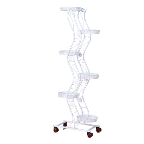 Multiple Metal Plant Shelf Indoor Outdoor Flower Rack 6-Tier Flower Pot Tall Corner Stand Modern Plant Rack Practical Planter Selves Modern Organizer Display Shelves For Balcony Garden Patio