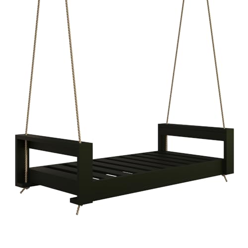 Amish Casual The Lancaster Amish Crafted Porch Daybed Swing, Made in The USA from Kiln Dried Pine (5 Foot, Black Paint)