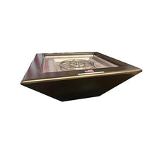 USA Firebowls Outdoor Brown Fire Bowl Knife Edge Square Bronze Chrome