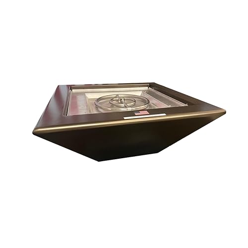 USA Firebowls Outdoor Brown Fire Bowl Knife Edge Square Bronze Chrome