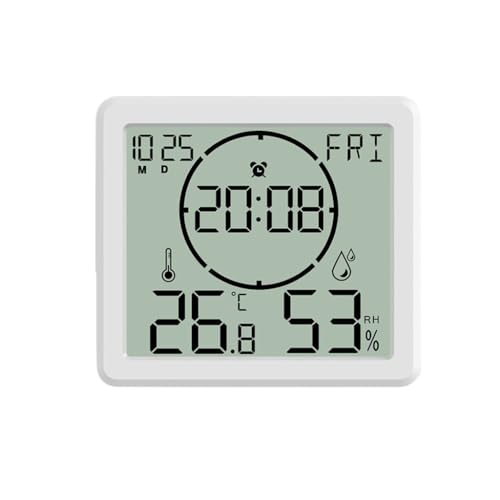 HBJWOV Temperature and Humidity Meter Clock Household Thermometer High-Precision Multi-Function Electronic Hygrometer