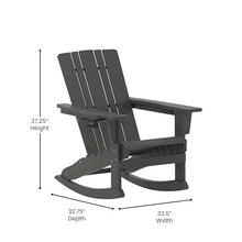 Flash Furniture Halifax Adirondack Rocking Chairs with Cup Holder, Weather Resistant Poly Resin Adirondack Rocking Chairs, Set of 2, Gray