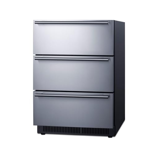 Summit 24" 3 Drawer Refrigerator, Outdoor, Stainless Steel- SP6DS3D