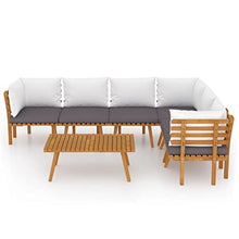 KPOUTRFG 7-Piece Modular Patio Seating Set with Removable Polyester Cushions Solid Acacia Wood for Outdoor Lounge