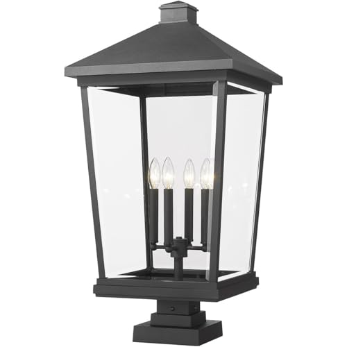 Z-Lite 4 Light Outdoor Pier Mounted Fixture 568PHXXLS-SQPM-BK
