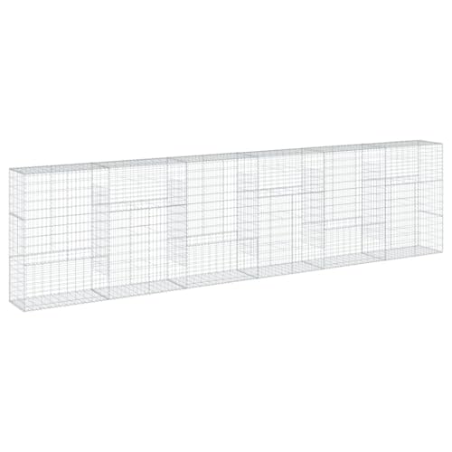 vidaXL Gabion Basket Galvanized Iron 236.2"x19.7"x59.1" - -, Tool-Free Assembly, Versatile Landscaping Use
