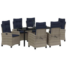 FUDUGEHMIOFWFJJ Modern 7-Piece Grey Poly Rattan Garden Dining Set with Cushions, Outdoor Patio Furniture with Tempered Glass Table Top for Backyard, Balcony, Poolside Dining and Entertaining