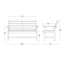 Wildridge Classic Bench, Weathered Wood - Outdoor Weather Resistant Poly Lumber Bench for Patio, Deck, Garden