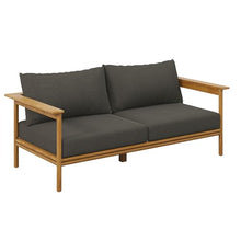 Modway Wren Teak Wood Outdoor Patio 4 Piece Furniture Set in Natural Flint Gray