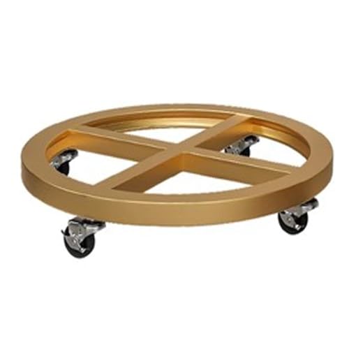 HGIYA Plant Caddy Heavy Duty Stand with Wheels Metal Wrought Iron Potted Round Flower Pot on Rollers Indoor Outdoor Planter