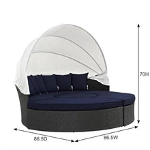 Outdoor Escape Blue Outdoor Daybed with Cushioned Backrest, Durable Frame, Connects from 4 Pieces, Comfortable Seat Height, Perfect for Patio and Garden Lounging