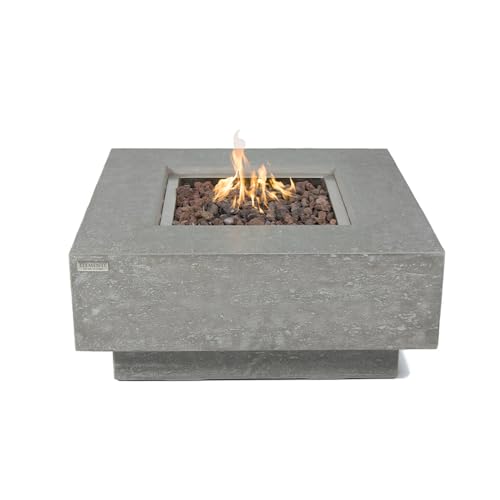 Elementi Manhattan Propane Fire Pit Table Cast Concrete 36 x 36-in