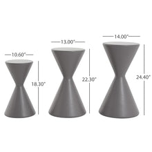 Christopher Knight Home Hazis Set of 3 Lightweight Concrete Plant Stand, Hourglass-shaped Indoor/Outdoor Side Table Set, Outdoor Plants Standing for Entryway/Garden, No Assembly Flower Stand, Gray