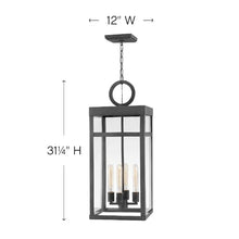 Hinkley Porter Medium Outdoor Pendant 4-Light Aluminum Clear Glass Aged Zinc