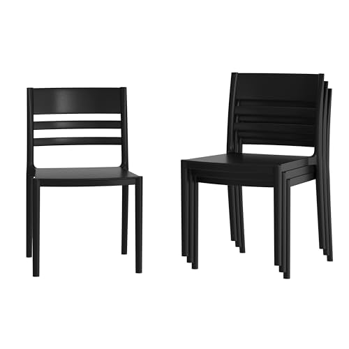 Flash Furniture Resin Indoor/Outdoor Stackable Chair, Black, 4-Pack