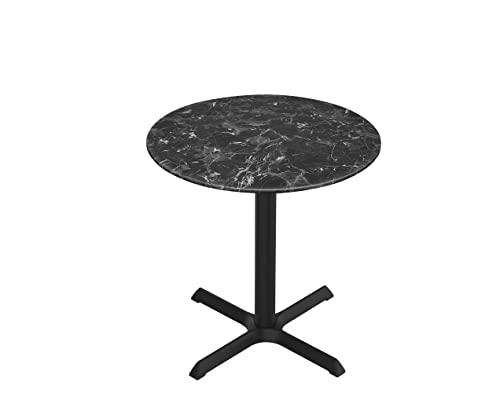 HBS 30" Tall OD211 Indoor/Outdoor All-Season Table with 32" Diameter Black Marble Top