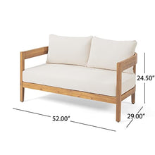 Christopher Knight Home Alina Outdoor Acacia Wood Loveseat Set with Coffee Table Teak Finish, Beige