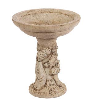 Solid Rock Stoneworks Childhood Wishes Birdbath- 22" Tall x 19" Dia-Buff