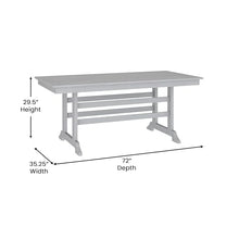 Flash Furniture Tolleson 7 PC Indoor-Outdoor Adirondack Dining Set, 72" Table & 6 Chairs with Cupholders, Gray