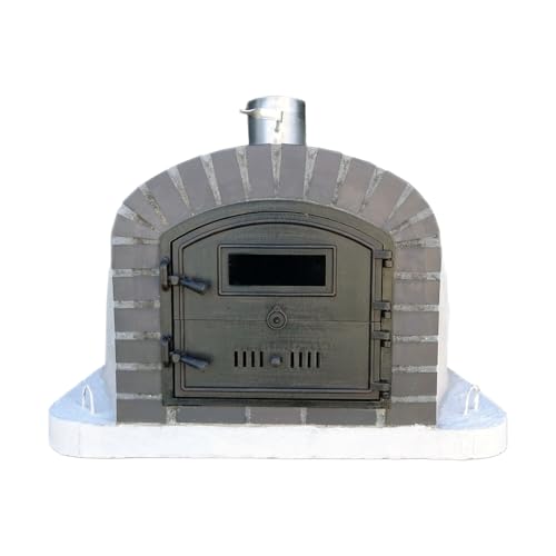 Authentic Pizza Ovens Lume Alto Premium Wood-Fired Pizza Oven, Handmade in Portugal, Triple-Insulated Brick Oven, Rotisserie-Capable, Dutch Door, Thermometer & Baking Dish Included