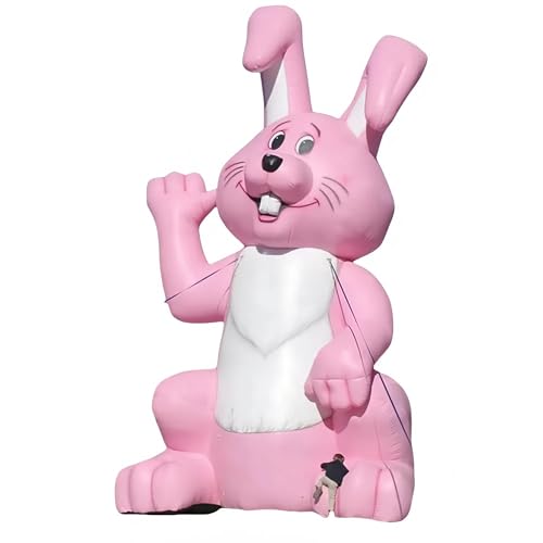 Pink Giant Inflatable Easter Bunny Rabbit with LED Lights, Outside Blow Up Rabbit Balloon,Outdoor Indoor Holiday Decoration for Easter Party,Garden,Yard Lawn DÉCor (Pink, 23Ft(7m) H)