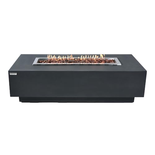 Elementi Granville Propane Fire Pit Table Cast Concrete 60 x 27-in