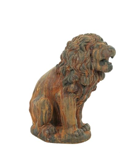 SOLID ROCK STONE WORKS Large Lion Concrete Statue 31" Tall Rust