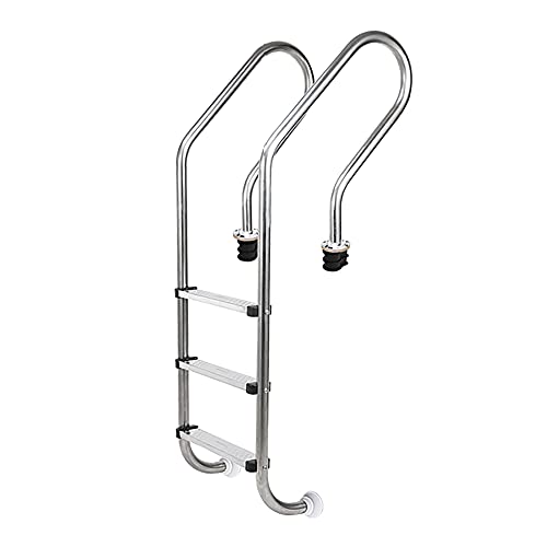 3 Step Swimming Pool Ladder 304 Stainless Steel Swimming Pool Handrail Thickness 1.2mm for 1-1.3m Pool Need to be Embedded/Silver / 1550x500x180mm (Silver 1550x500x180mm)