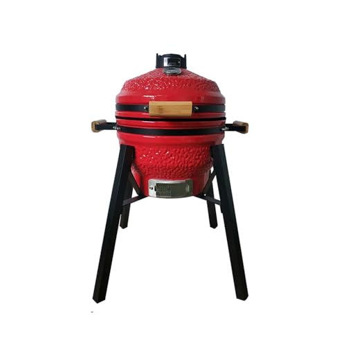 Ceramic Charcoal BBQ Grill and Smoker, Stainless Steel Grates -21" Ceramic with Tall Stand(C)