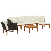 Molumvel 7 Pcs Garden Lounge Set, Solid Acacia Wood Outdoor Sofa Furniture with Rope Backrest and Cushions, Modular Patio Seating for Backyard, Terrace, Garden