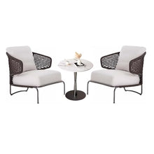 KPHYMOD 3 Piece Outdoor Patio Furniture Sets with Imitation Marble Coffee Table, Wicker Conversation Set for Porch Deck