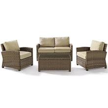 Afuera Living 4 Piece Wicker Patio Sofa Set, Durable Steel Frame, Brown and Sand Finish, UV and Weather Resistant Cushions, Includes Loveseat, Arm Chairs, Coffee Table, Modular Outdoor Furniture
