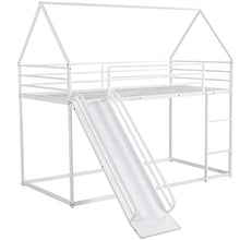 Brisca Metal Twin Size House Bed with Roof and Slats Support White