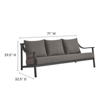 Modway Terrace Aluminum Outdoor Patio Sofa in Carbon Graphite