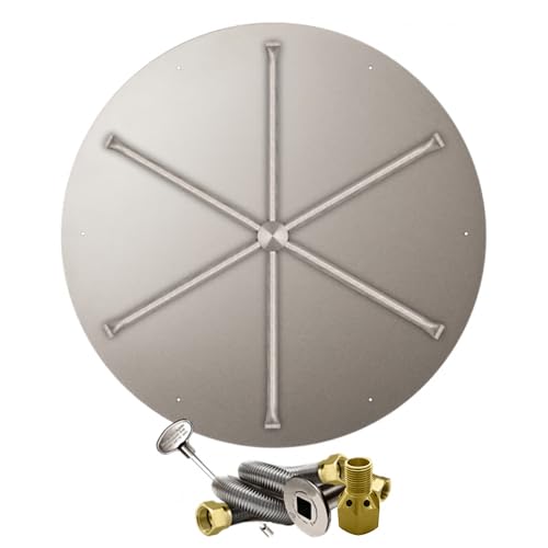 Firegear Match Light Gas Fire Pit Burner Kit (FPB-34DBS31MT-N), Round Flat Pan, Natural Gas, 34-inch