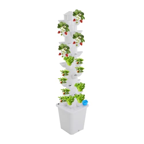 XURUIUS Hydroponic Tower Growing System,9 Tiers,Growing Mechanism,Vertical Design,Convenience,for Indoor Outdoor Plants