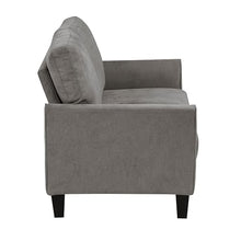 Benzara Xumo Loveseat, Taupe Gray Fabric, 56 Inch, Black Tapered Wood Legs